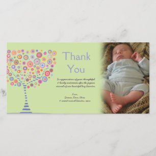 Cadeau Photocard de bébé de rétro arbre de Merci