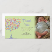 Cadeau Photocard de bébé de rétro arbre de Merci (Devant / Derrière)