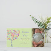 Cadeau Photocard de bébé de rétro arbre de Merci (Debout devant)