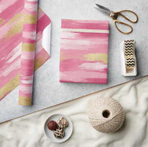 Cadeau Pinceau d'or rose - Rouleau de papier d'enveloppem