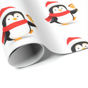 Cadeau Pingouin en papier d'enveloppement de Noël