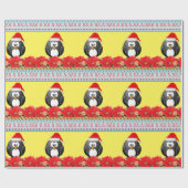 Cadeau Pingouin en papier d'enveloppement de Noël (Plat)