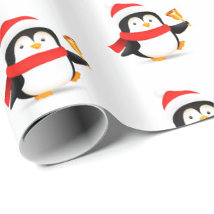 Cadeau Pingouin en papier d'enveloppement de Noël