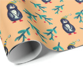 Cadeau Pingouins de Noël avec papier Casquette (Coin rond)