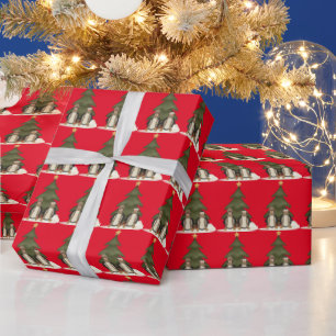 Cadeau Pingouins de Noël Papier d'emballage de vacances