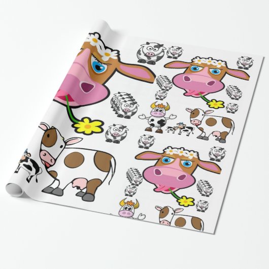 Cadeau Pink Laughing vache enveloppant papier anniversair (Déroulé)