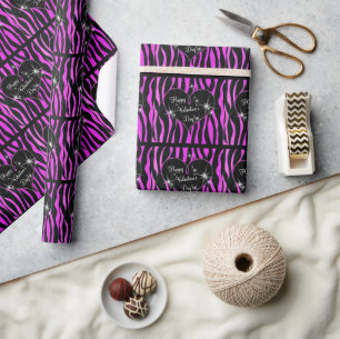 Cadeau Pink Zebra Stripes Valentine's Day Wrapping Papier