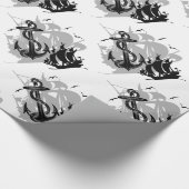 Cadeau Pirate Ship & Ancres Black Silhouette Papier (Coin)