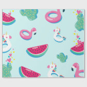 Cadeau Piscine d'été papier d'enveloppement d'anniversair (Plat)