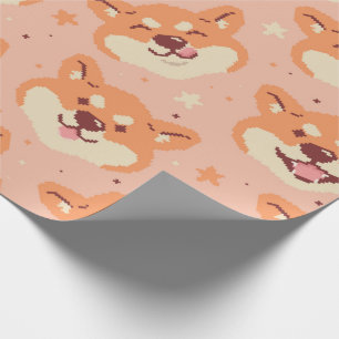 Cadeau Pixel Art Shiba Inu Papier à envelopper