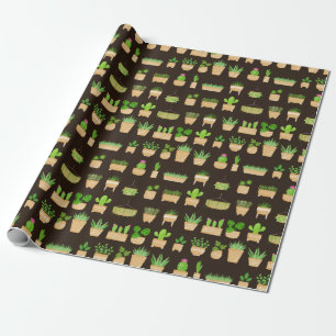 Cadeau Plantes d'intérieur Cactus sur papier kraft brun f