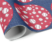 Cadeau Plaque de papier de baseball rouge blanc et bleu (Coin rond)