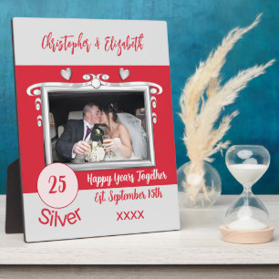 Cadeau plaque photo argent 25 ans ajouter noms rou