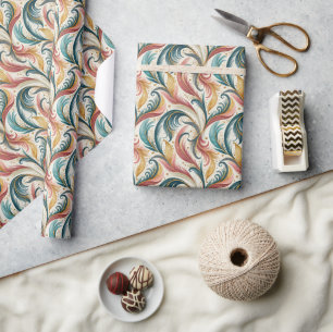 Cadeau Plumes Abstraites Envelopper Papier Rouleau