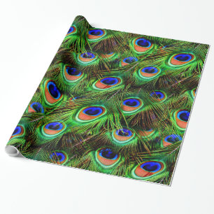 Cadeau Plumes Peacock 7A-B Options Papier d'enveloppement