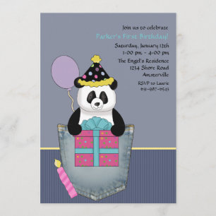 Cadeau Pocket Panda - uitnodiging van de Birthday