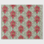 Cadeau Poinsettias de Noël rustique papier enveloppant (Plat)