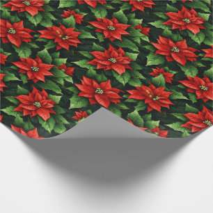 Cadeau Poinsettias en papier d'emballage de vacances