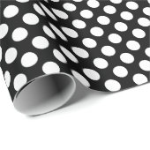 Cadeau Point Polka blanc sur papier à envelopper noir (Coin rond)