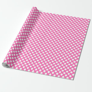 Cadeau Point Polka blanc sur papier à envelopper rose