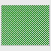 Cadeau Point Polka blanc sur papier à envelopper vert (Plat)