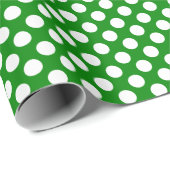 Cadeau Point Polka blanc sur papier à envelopper vert (Coin rond)