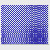 Cadeau Point Polka blanc sur papier d'enveloppement bleu  (Plat)