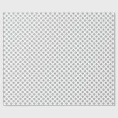 Cadeau Point Polka gris sur papier à envelopper blanc (Plat)
