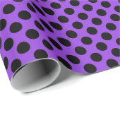 Cadeau Point Polka noir sur papier à envelopper violet (Coin rond)