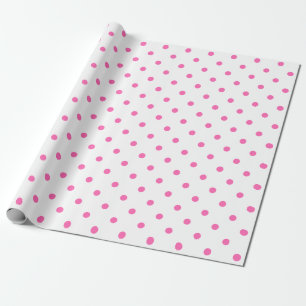 Cadeau Point Polka rose sur papier blanc à enveloppement
