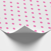 Cadeau Point Polka rose sur papier blanc à enveloppement (Coin)