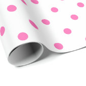 Cadeau Point Polka rose sur papier blanc à enveloppement (Coin rond)
