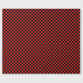 Cadeau Point Polka rouge sur papier à envelopper noir (Plat)