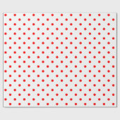 Cadeau Point Polka rouge sur papier blanc à enveloppement (Plat)