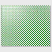 Cadeau Point Polka vert sur papier à envelopper blanc (Plat)