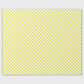 Cadeau Pointe Polka jaune sur papier à envelopper blanc (Plat)