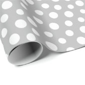 Cadeau Points blancs sur papier à envelopper gris (Coin rond)
