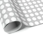 Cadeau Points blancs sur papier à envelopper gris (Coin rond)