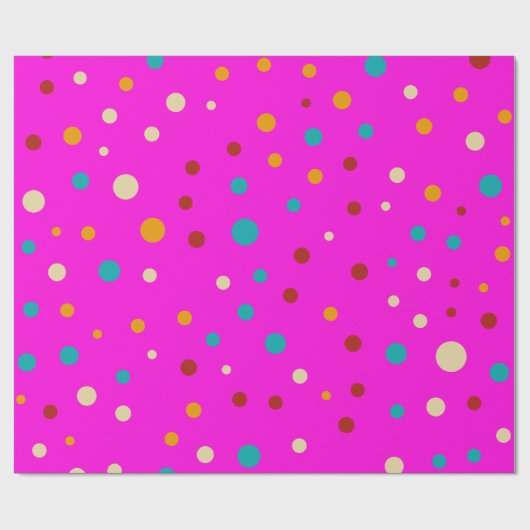 Cadeau Points colorés Papier à enveloppement rose (Plat)