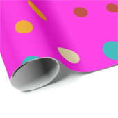 Cadeau Points colorés Papier à enveloppement rose (Coin rond)