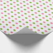 Cadeau Points roses de papier d'emballage petits et verts (Coin)