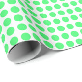 Cadeau Points verts clairs sur papier à envelopper blanc (Coin rond)