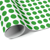 Cadeau Points verts sur papier à envelopper blanc (Coin rond)
