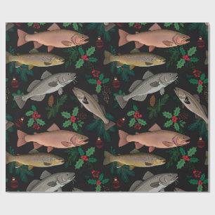 Cadeau Poisson de Noël – Papier d'emballage pêche noir