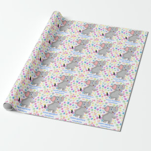 Cadeau POKER éléphant DOTS papier enveloppant BLEU