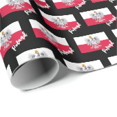 Cadeau Pologne Papier à envelopper, Drapeau polonais patr (Coin rond)