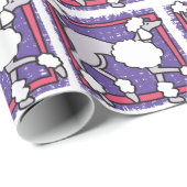 Cadeau POODLE rose violet enfant Envelopper le papier (Coin rond)