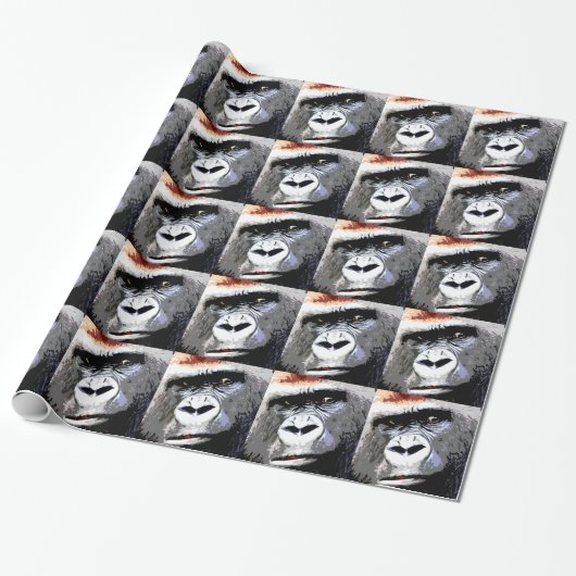 Cadeau Pop Art Gorilla Visage Papier d'enveloppement de N (Déroulé)