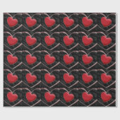 Cadeau Pop Art Love Red Hearts Black Wrapper Papier (Plat)