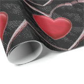 Cadeau Pop Art Love Red Hearts Black Wrapper Papier (Coin rond)